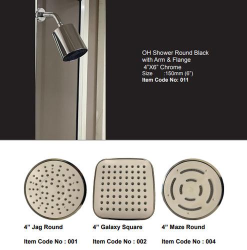 OH Shower Round Black with Arm & Flange  4