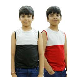 Chombooka Double Color Sleeveless Combo Boys Cotton Vest