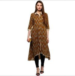 Ladies Printed Cotton Shirt Style Kurti