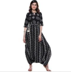 Ladies Black Dhoti Style Cotton Kurti