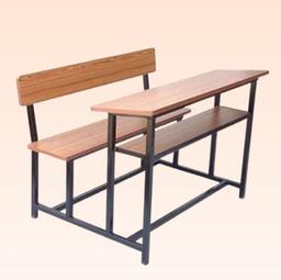 Brown Wooden School Benches With Desk