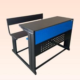 Blue & Black Wooden School Benches With Desk