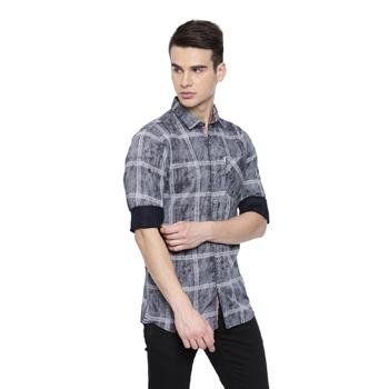 Elite Navy Casual Checked Shirt