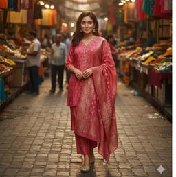 Ready to wear maheshwari semi- formal co-ord set with off bagh block print