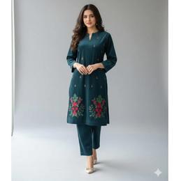Teal-green Knitted Co-ord Set