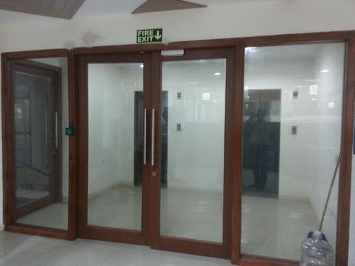 Glazing Wooden Door With Fixed Partition