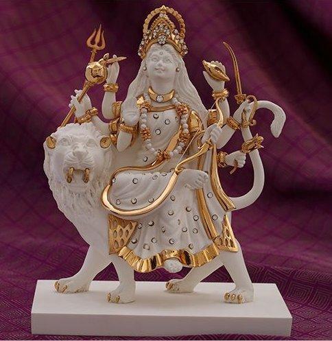 Gold Plated Resin Durga Statue 