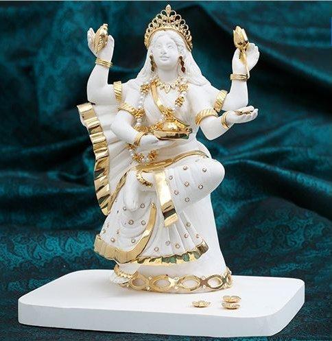 Gold Plated Resin Saraswati Statue