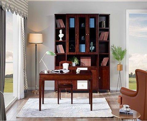 Chinese Wood Bookshelf And Desk