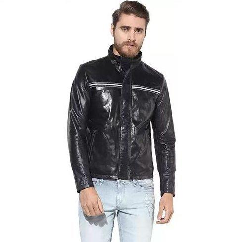 Mens Black Designer Leather Jacket  