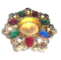 Metallic Stone Diya