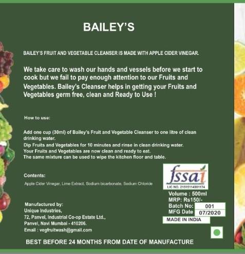 BAILEY'S Fruit & Vegetable Cleanser