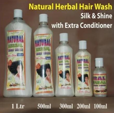 Natural Herbal Hair Wash Shampoo With Silk And Shine With Extra Conditioner