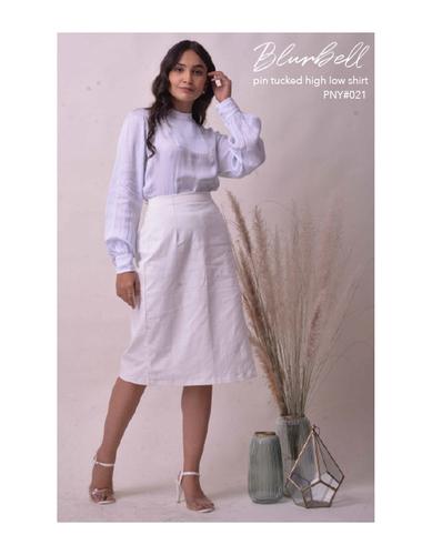 Blurrbell pin tucked high low shirt
