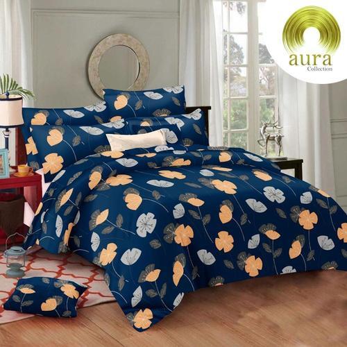 Aura Bed Sheet - King Size Cotton Bed Sheet - Blue