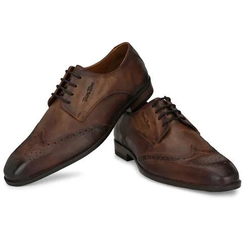 Men Brown Leather Semi Formal