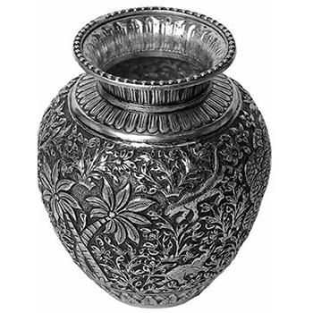 925 Silver Oxidised Article Handicraft Pot 