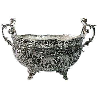 925 Silver Oxidised Antique Fruit Bowl