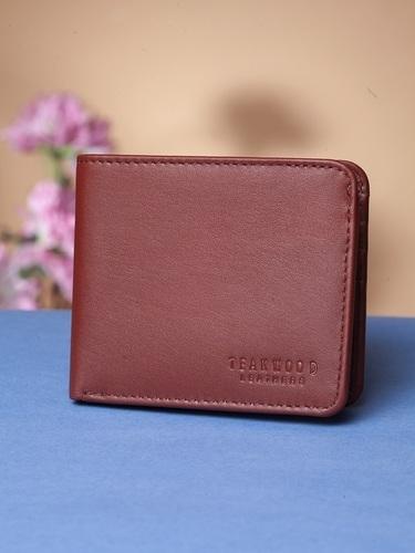 Men Brown Solid Genuine Leather RFID Two Fold Wallet