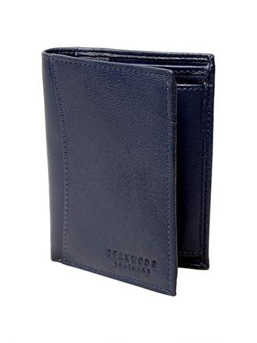 Teakwood Men's Genuine Leather Blue Bi Fold RFID Solid Wallet