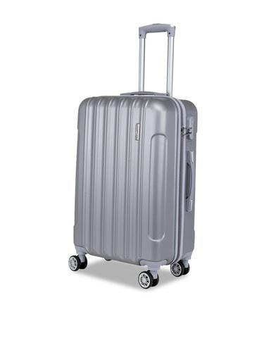Teakwood Leathers Unisex Set Of 3 Silver-Toned Textured Hard-Sided Trolley Suitcases
