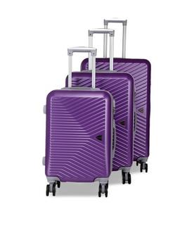 Teakwood Leathers Unisex Set Of 3 Purple Textured Hard-Sided Trolley Suitcases