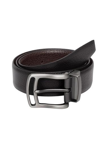 Men Black & Brown Solid Leather Belt
