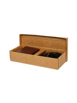 Men Brown & Black Leather Accessory Gift Set