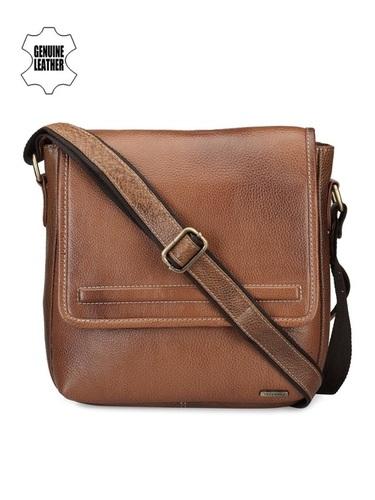 Men Tan Brown Genuine Leather Messenger Bag