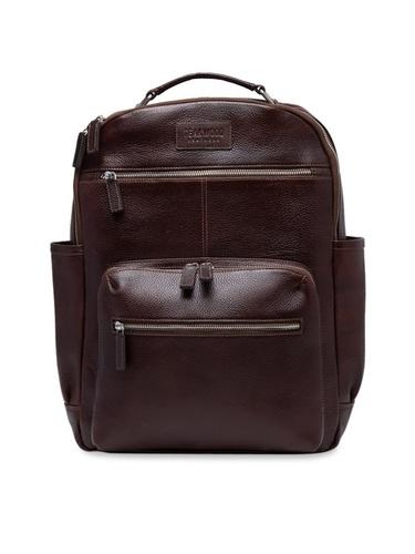 Unisex Brown Solid Medium Leather Backpack