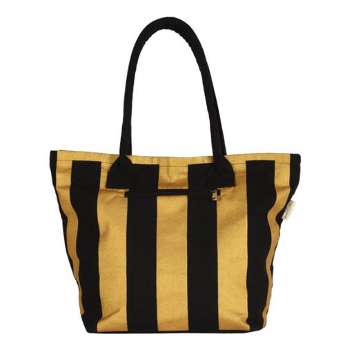 Gold & Black Stripe - Zipper Tote Bag