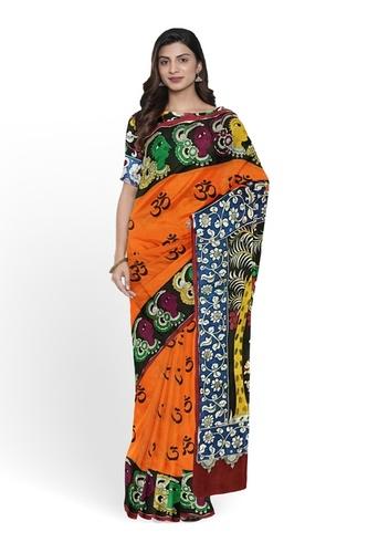 Multicolour Hand Painted Kalamkari Chennur Silk Saree