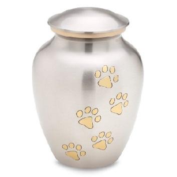 Classic Pewter Paw Print Large Pet Cremation Urn