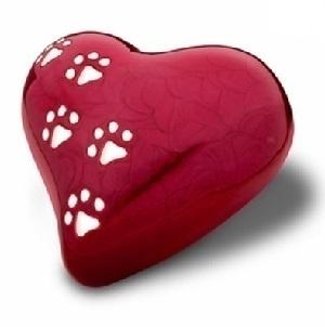 Heart with Paw Prints Pearlescent Red Pet Large Cremation Urn		