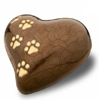 Heart with Paw Prints Pearlescent Bronze Pet Large Cremation Urn		