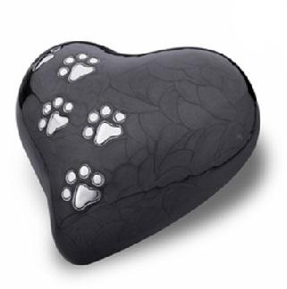 Heart with Paw Prints Pearlescent Midnight Pet Large Cremation Urn		