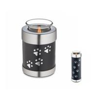 Midnight Tone Paw Prints Tealight Candle Pet Cremation Urn		