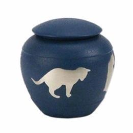 Country Blue Silhouette Cat Cremation Urn		