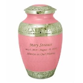Elegant Baby Pink Fleur-de-Lis Large Brass Cremation Urn		
