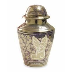 Silver Angel Brass Keepsake Cremation Urn with Heart Box		