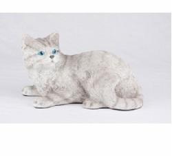 Gray Striped Tabby Shorthair Cat Hollow Figurine Pet Cremation Urn