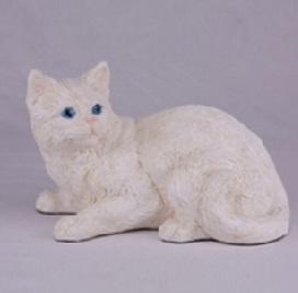 White Shorthair Cat Hollow Figurine Pet Cremation Urn