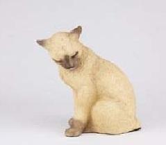 Tan Siamese Cat Hollow Figurine Pet Cremation Urn 