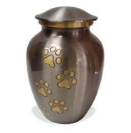 Blemished Classic Pewter Paw Print Small Pet Cremation Urn
