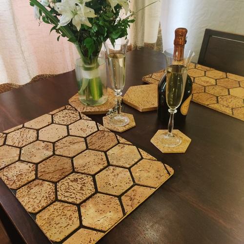 Cork Dinner Table Set - coasters , trivets and placemats