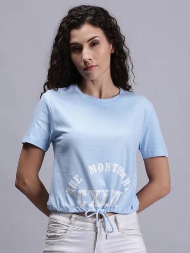 Women Printed Blue T-Shirt