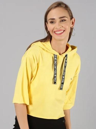 UrGear Casual 3/4 Sleeve Solid Women Yellow Top