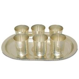 Arya Silver Plated Traditional Silver Coated Glasses with Tray