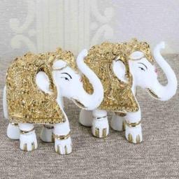 Elephant White and Gold Plated