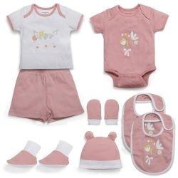 My Milestones Infant Girls Essentials Gift Set Short Sleeves - Peach 8 pcs - 0-6M